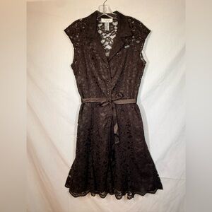 Eliza J Chocolate Lace Midi Dress